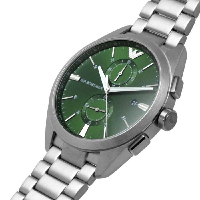 Emporio Armani Chronograph Green Dial Silver Steel Strap Watch For Men - AR11480 - Image 7